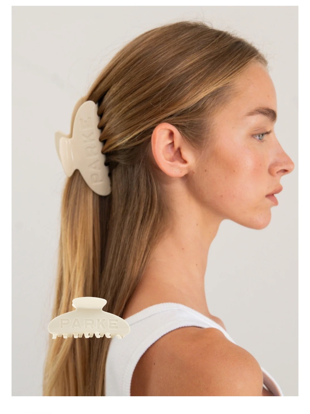 NWT PARKE Neutral Cream Hair Claw Clip – Minimalist Women’s Accessory